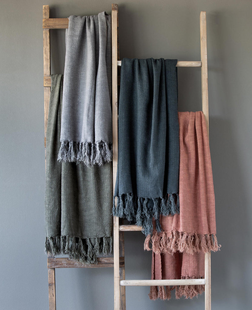 Washed Linen Throw, Olive Green - Chapin Furniture