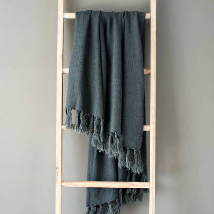 Washed Linen Throw, Indigo - Chapin Furniture