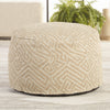 Jaipur Living Fenne Indoor/ Outdoor Tribal Taupe/ White Cylinder Pouf - Chapin Furniture