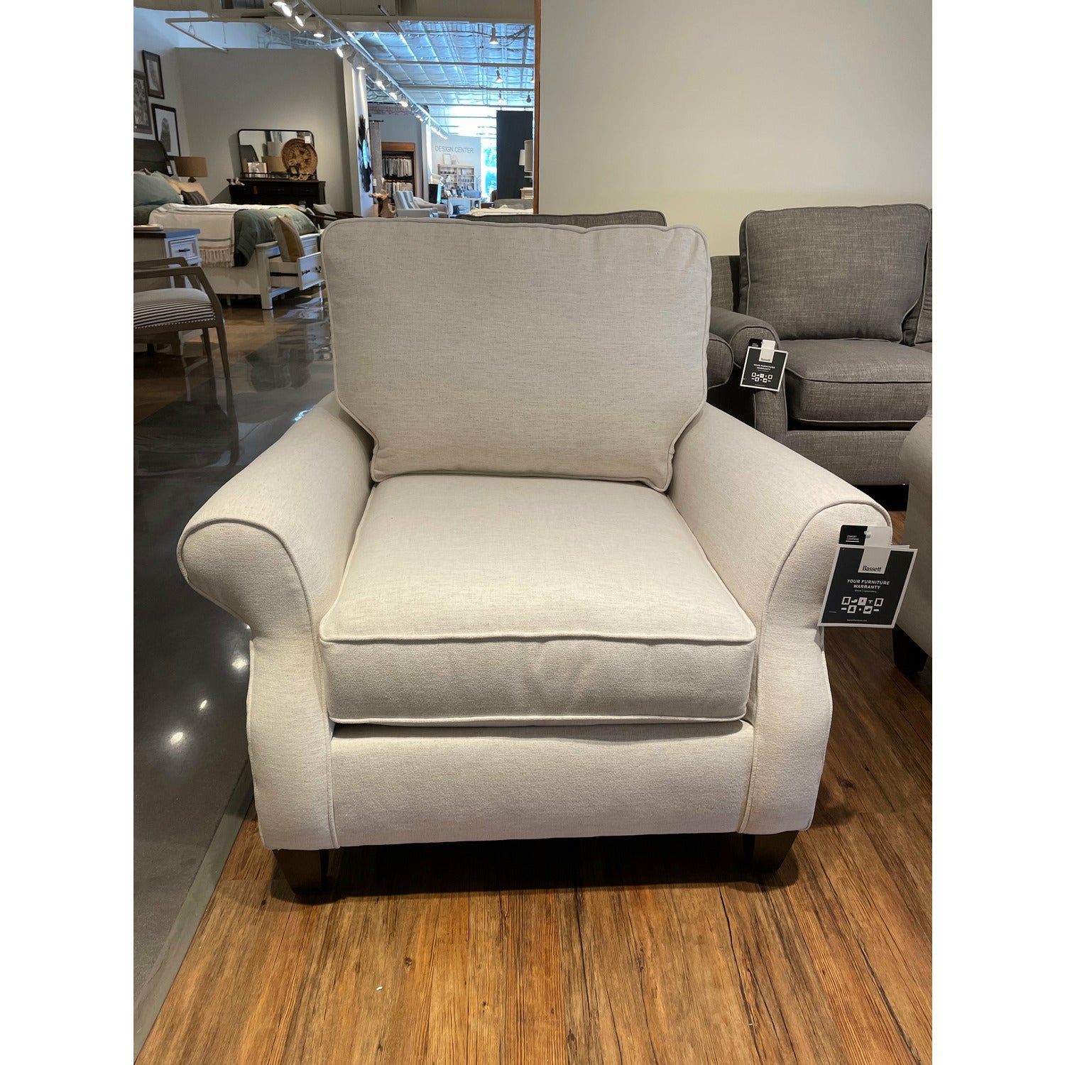 Bassett Davenport Chair in Bone - Chapin Furniture