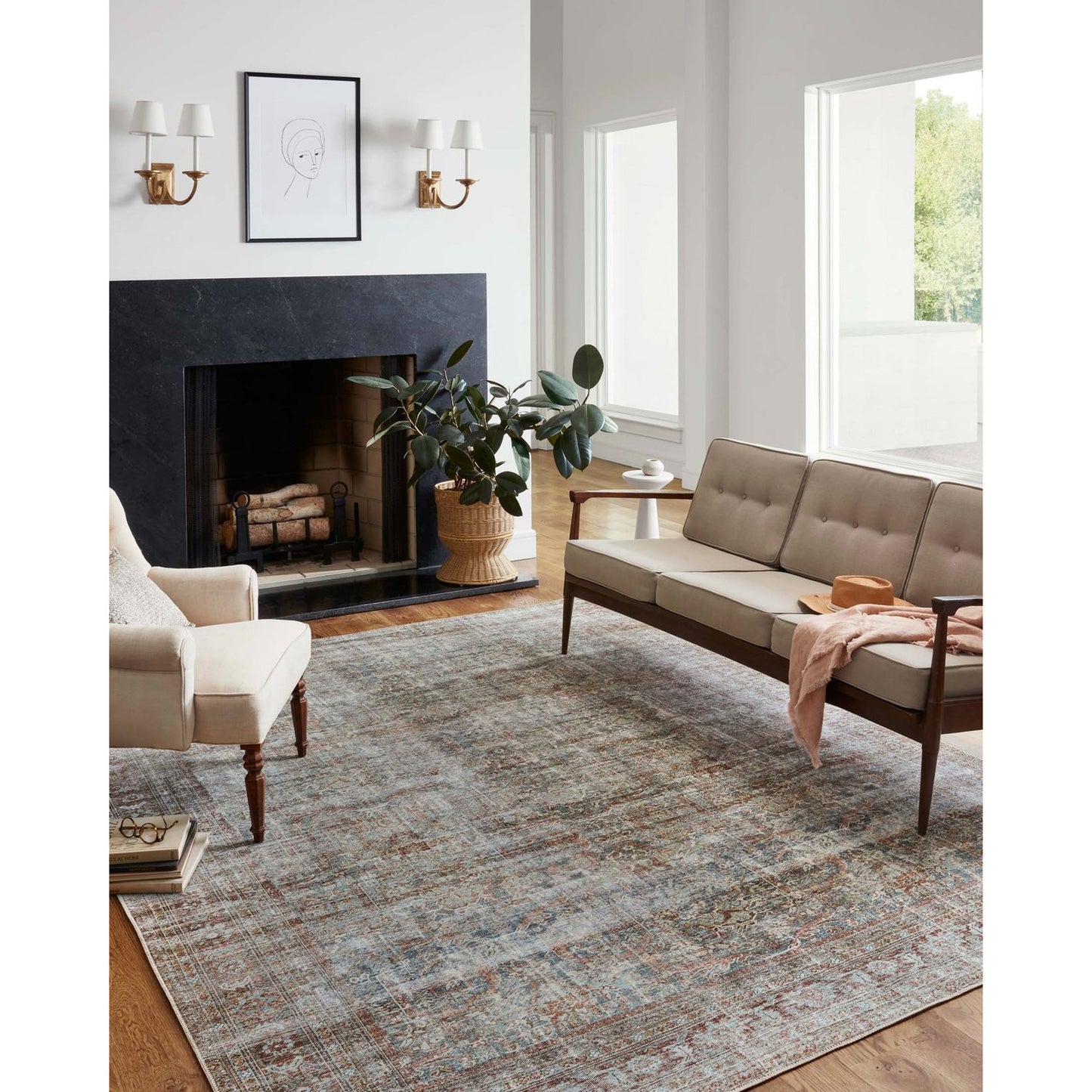Chris Loves Julia Jules Lagoon/Brick Rug - Chapin Furniture