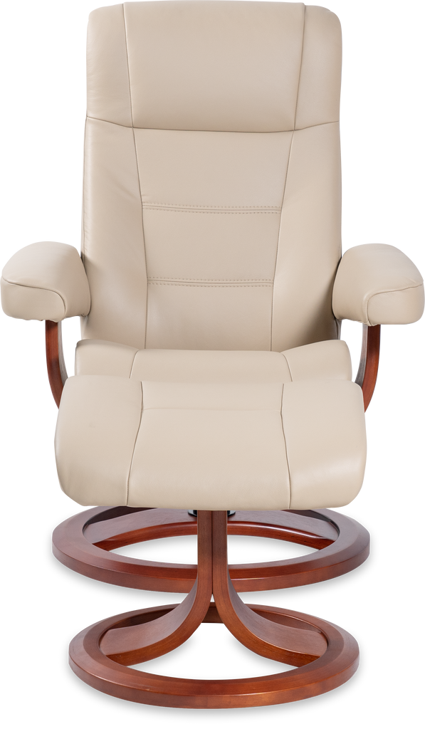 Nordic 10 Chair and Ottoman- Stone Leather/Espresso Base - Chapin Furniture