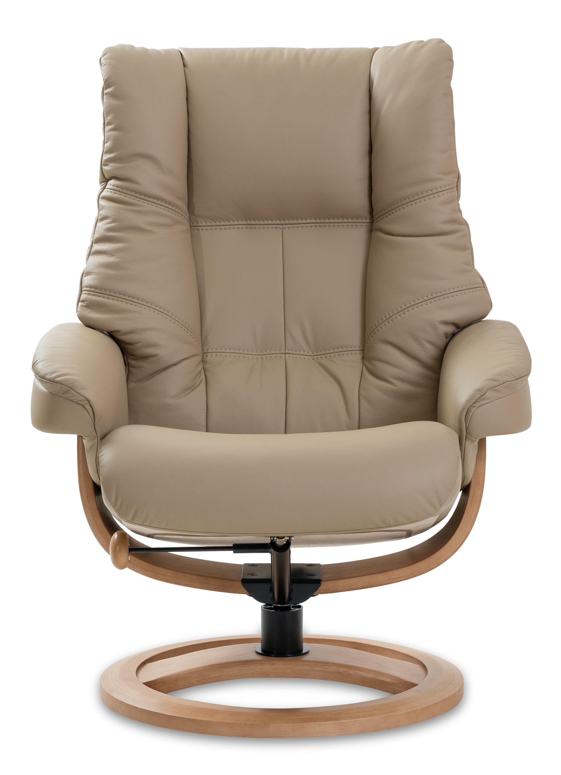 Nordic 63 Chair and Ottoman- Truffle Leather/Walnut Base - Chapin Furniture