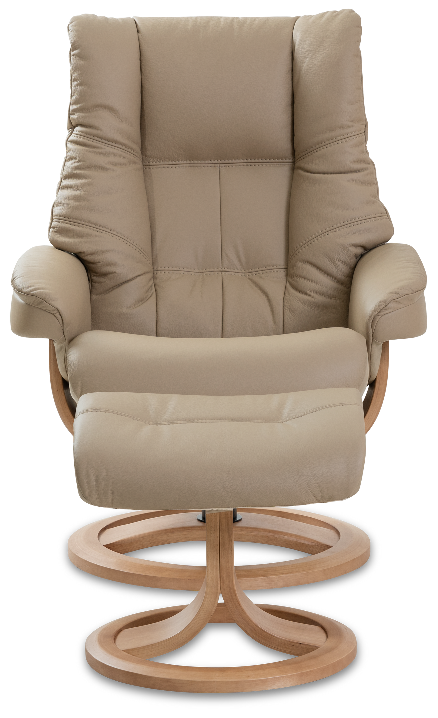 Nordic 63 Chair and Ottoman- Truffle Leather/Walnut Base - Chapin Furniture