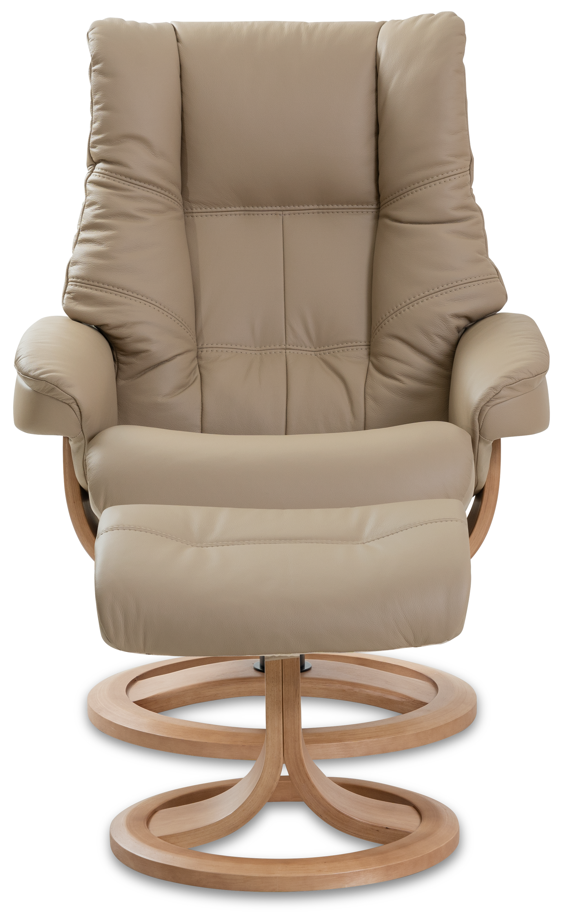 Nordic 63 Chair and Ottoman- Truffle Leather/Walnut Base - Chapin Furniture