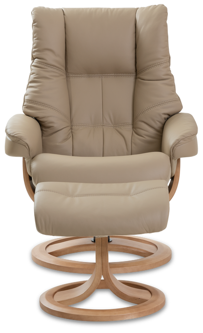 Nordic 63 Chair and Ottoman- Truffle Leather/Walnut Base - Chapin Furniture