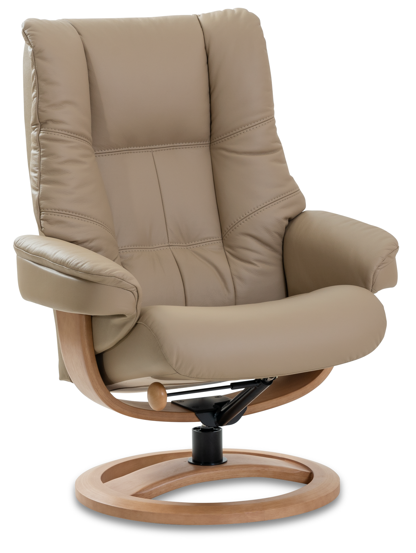 Nordic 63 Chair and Ottoman- Truffle Leather/Walnut Base - Chapin Furniture