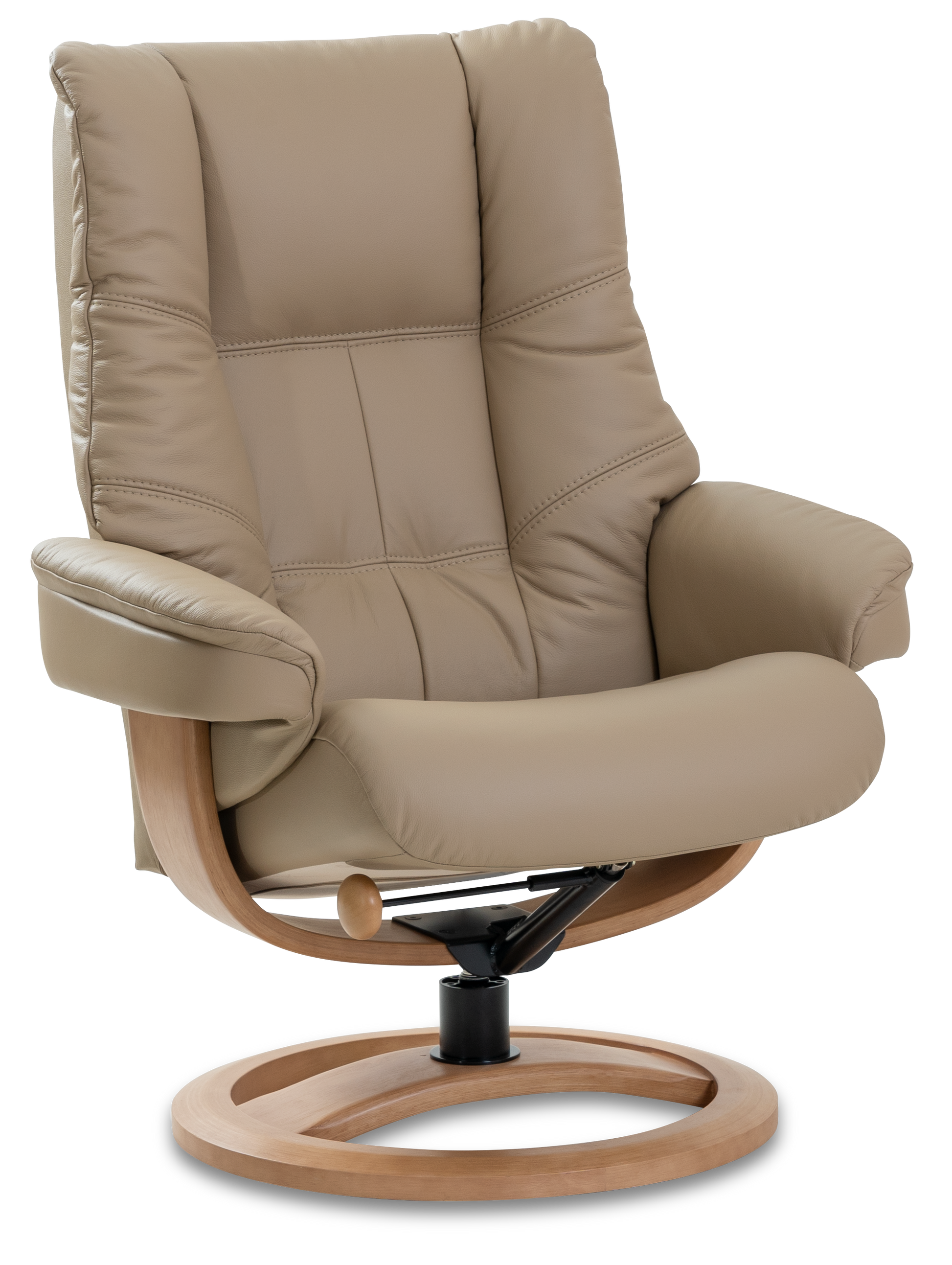 Nordic 63 Chair and Ottoman- Truffle Leather/Walnut Base - Chapin Furniture