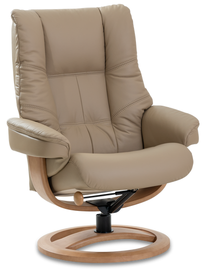 Nordic 63 Chair and Ottoman- Truffle Leather/Walnut Base - Chapin Furniture