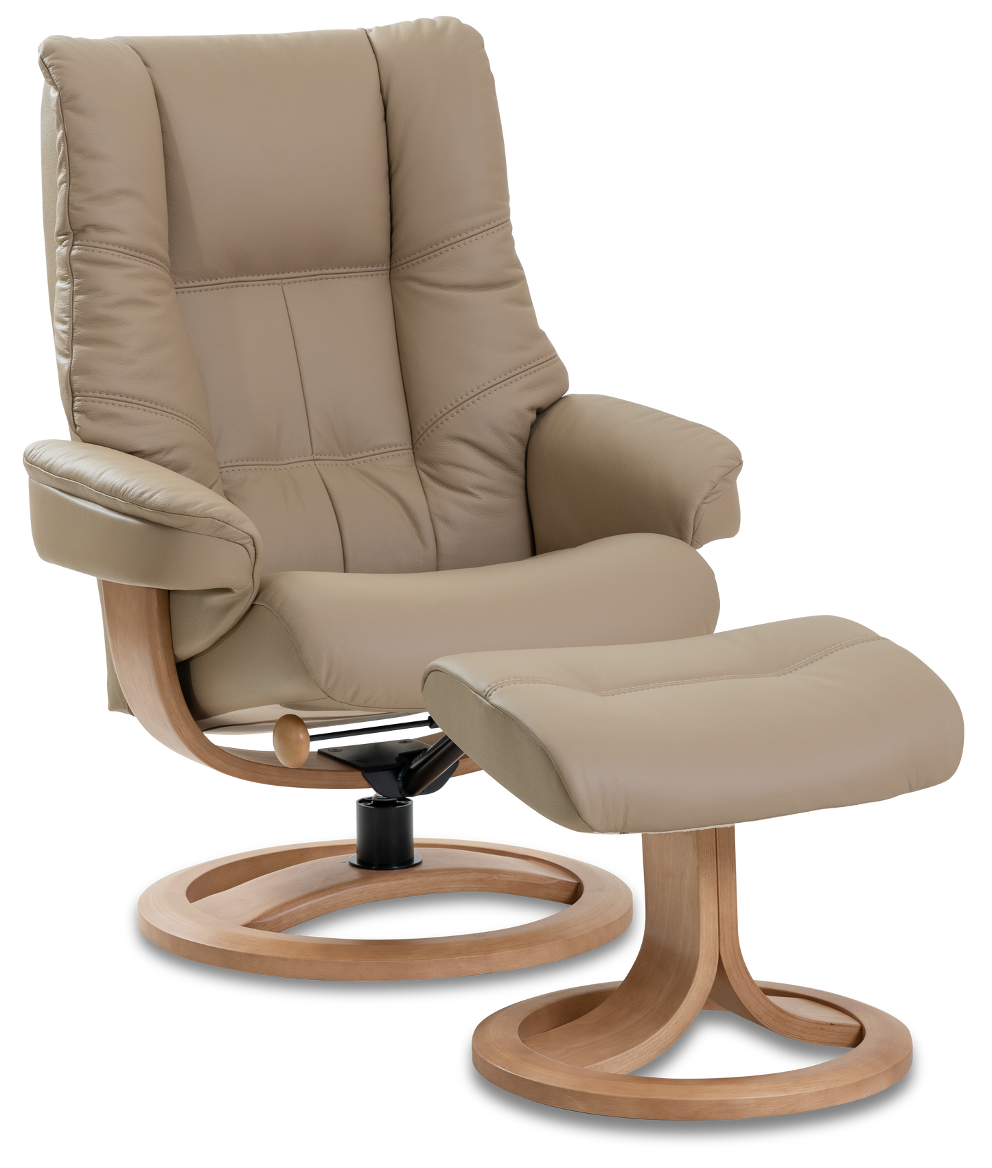 Nordic 63 Chair and Ottoman- Truffle Leather/Walnut Base - Chapin Furniture