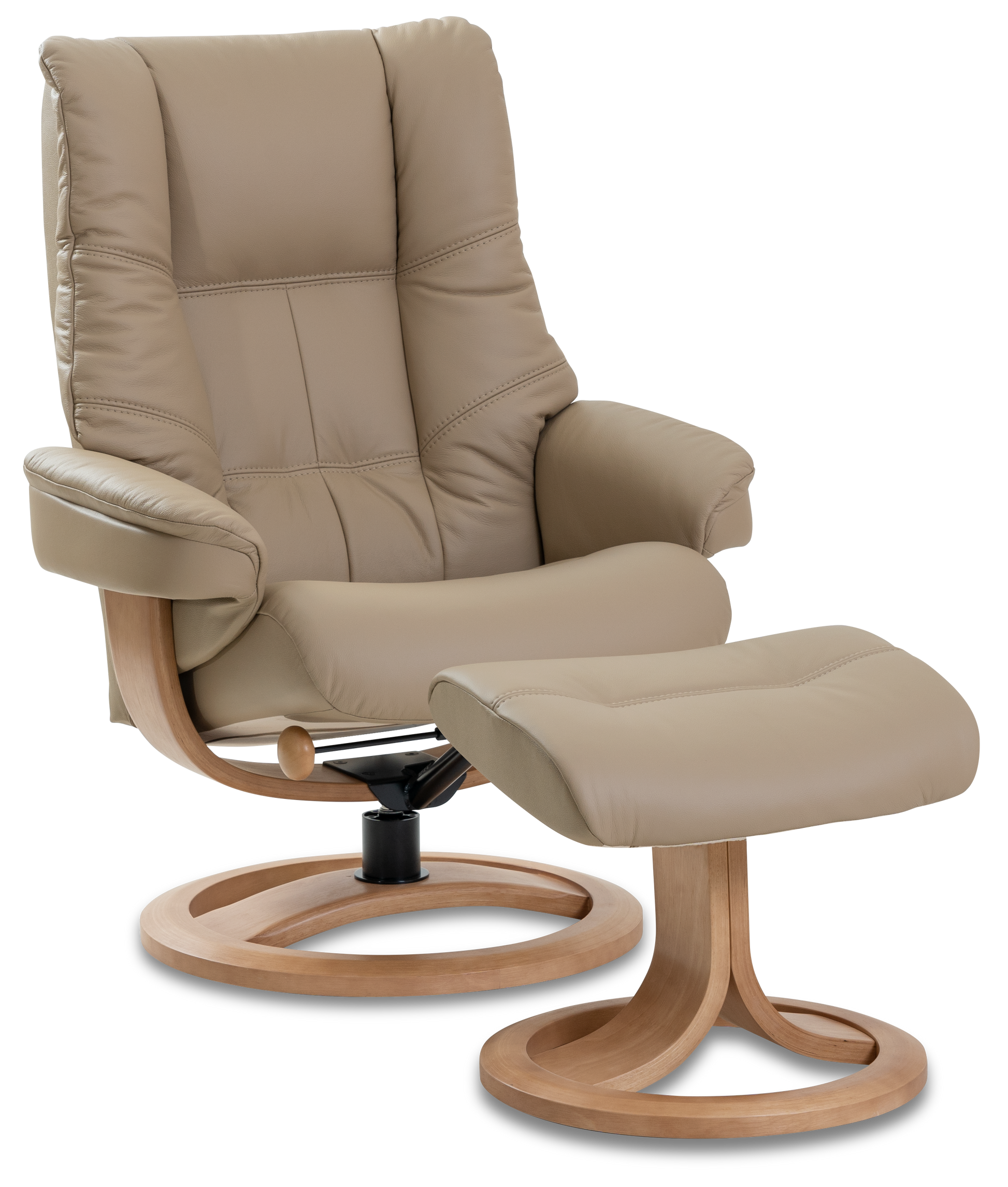 Nordic 63 Chair and Ottoman- Truffle Leather/Walnut Base - Chapin Furniture