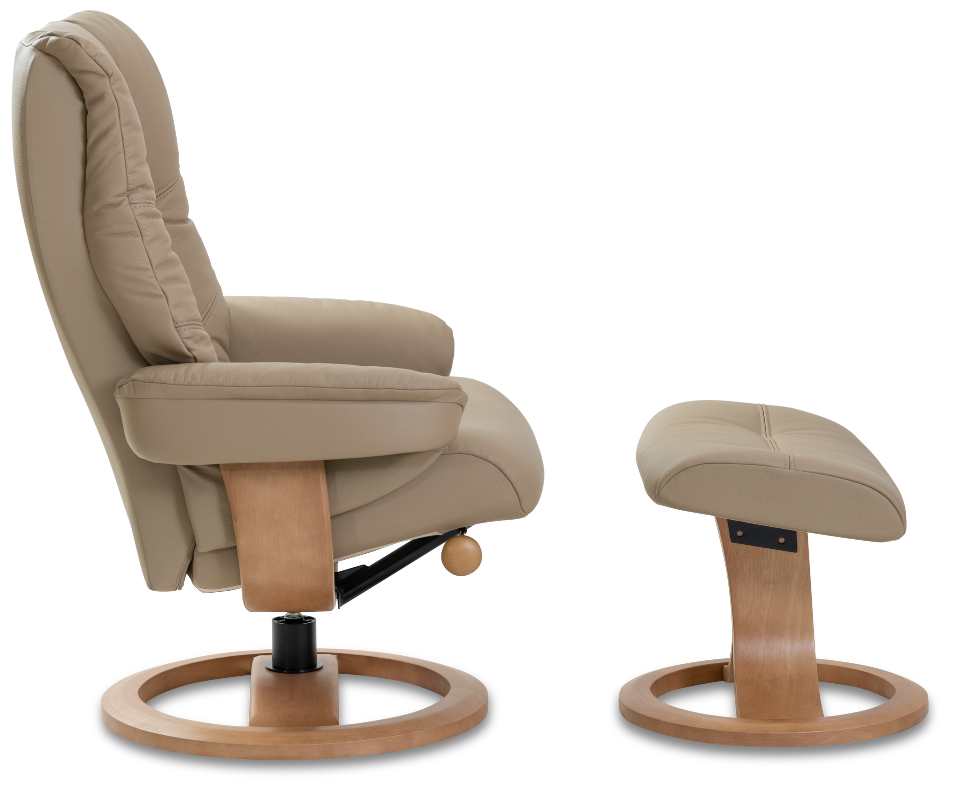 Nordic 63 Chair and Ottoman- Truffle Leather/Walnut Base - Chapin Furniture