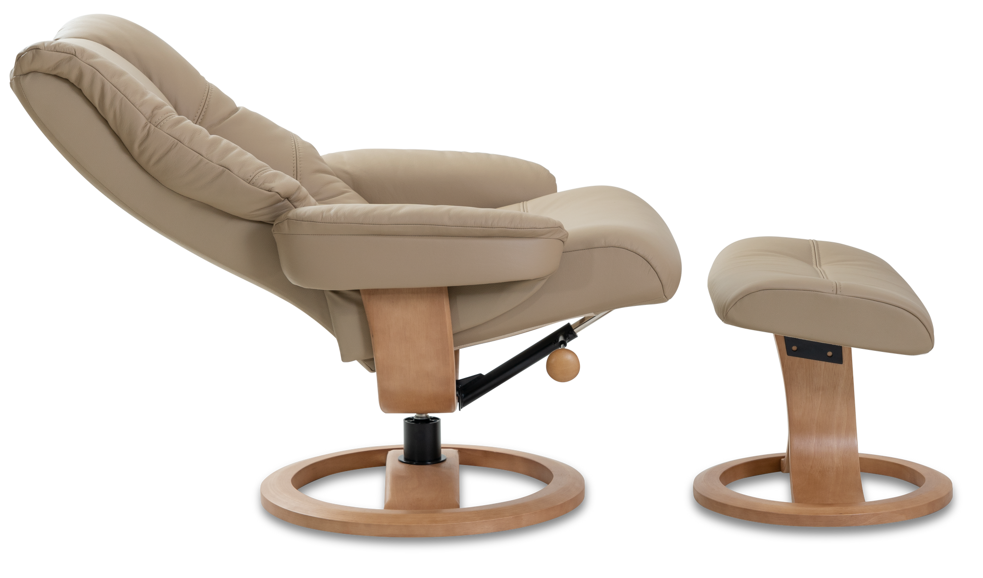 Nordic 63 Chair and Ottoman- Truffle Leather/Walnut Base - Chapin Furniture