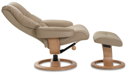 Nordic 63 Chair and Ottoman- Truffle Leather/Walnut Base - Chapin Furniture