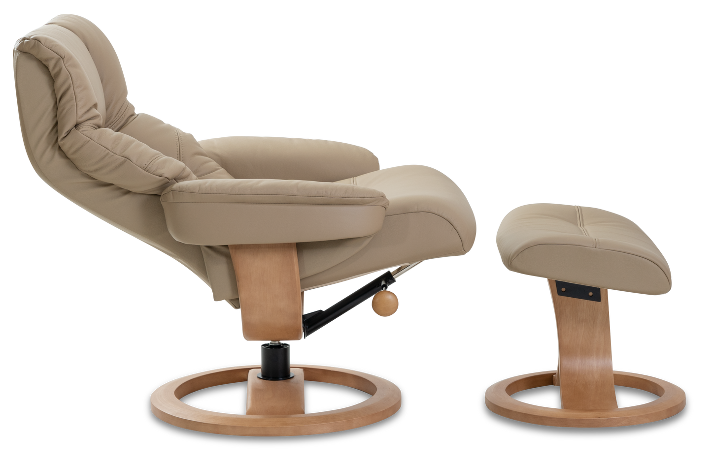 Nordic 63 Chair and Ottoman- Truffle Leather/Walnut Base - Chapin Furniture