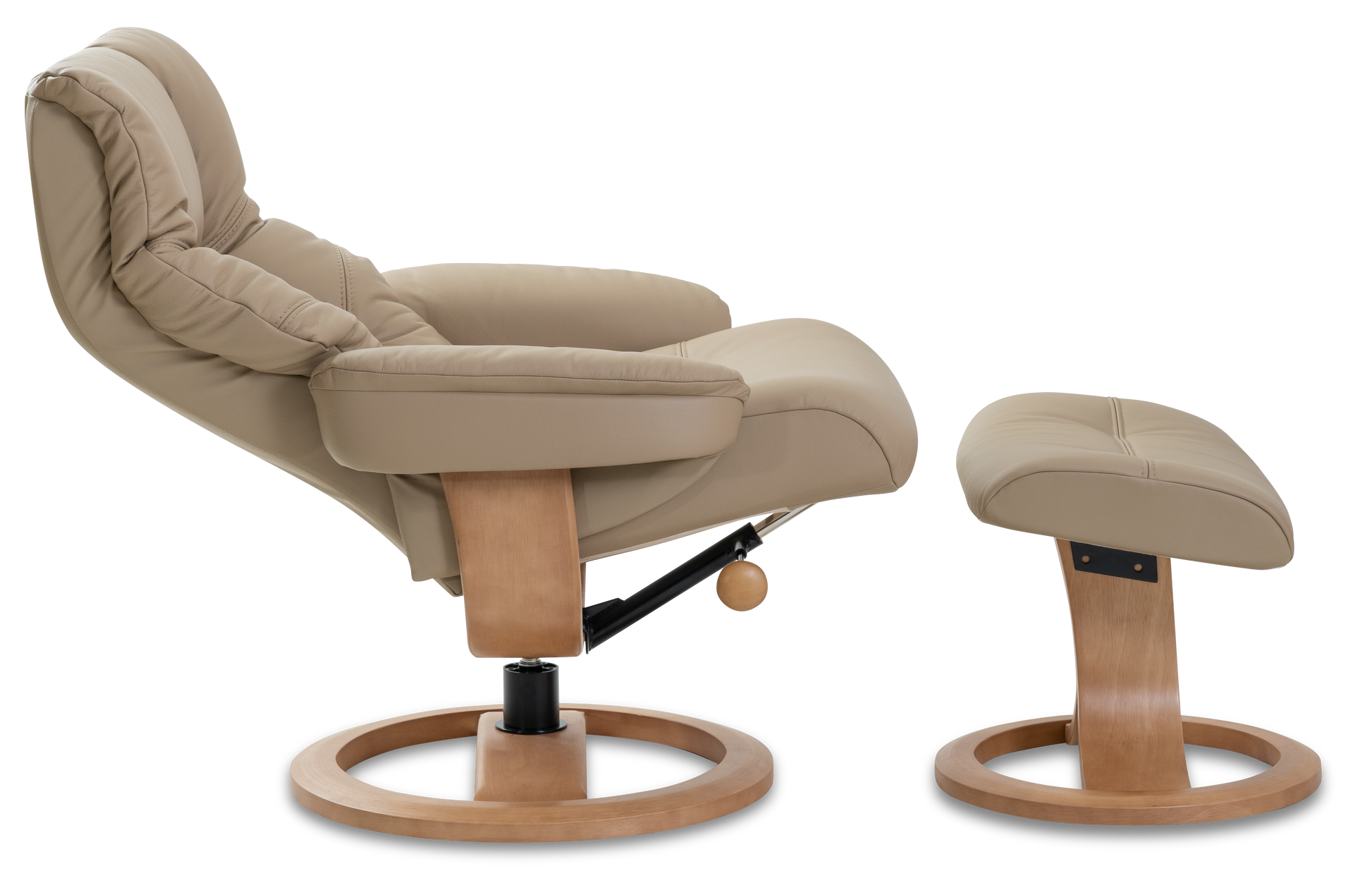 Nordic 63 Chair and Ottoman- Truffle Leather/Walnut Base - Chapin Furniture