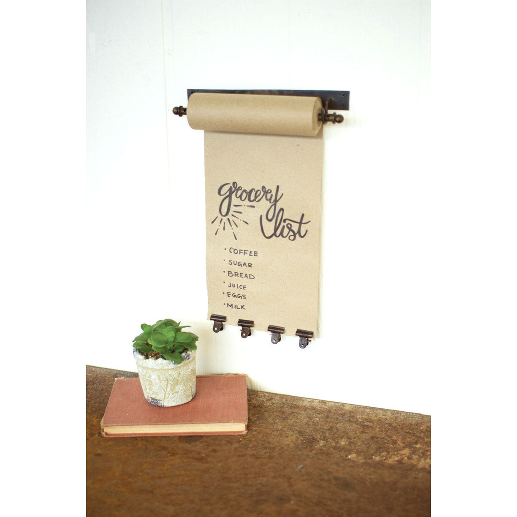 Hanging Note Roll with 4 Antique Brass Finish Clips \ Small - Chapin Furniture