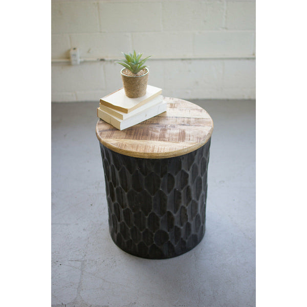 Pressed Metal Side Table With Mango Wood - Chapin Furniture