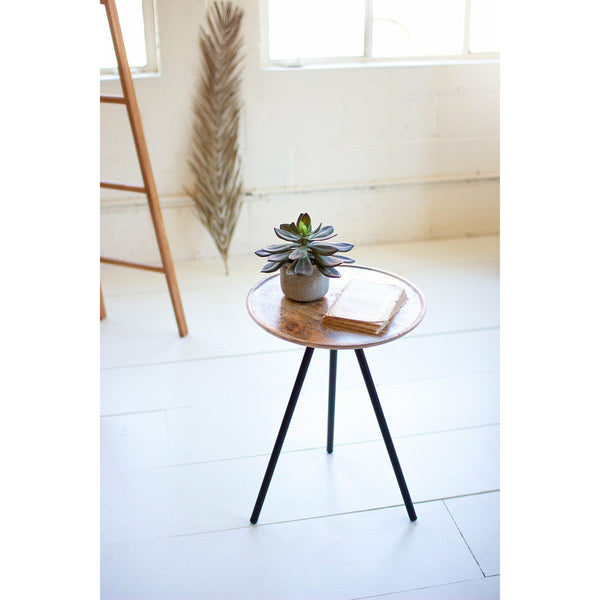 Round Mango Side Table With Iron Legs - Chapin Furniture