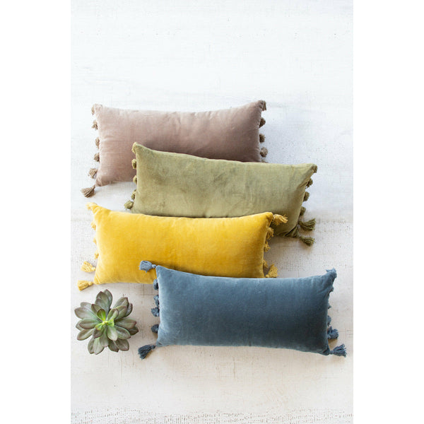 Velvet Lumbar Pillow - Steel Blue - Chapin Furniture
