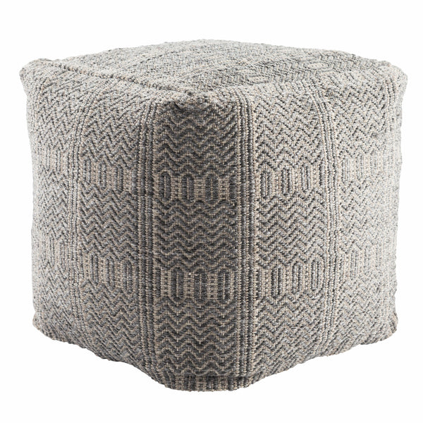 Jaipur Living Destrie Indoor/ Outdoor Tribal Gray Cube Pouf - Chapin Furniture