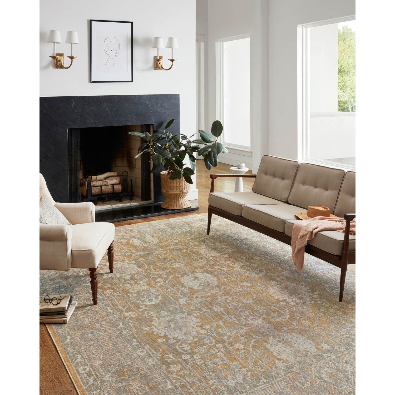 Chris Loves Julia Rosemarie Gold/Sand Rug - Chapin Furniture