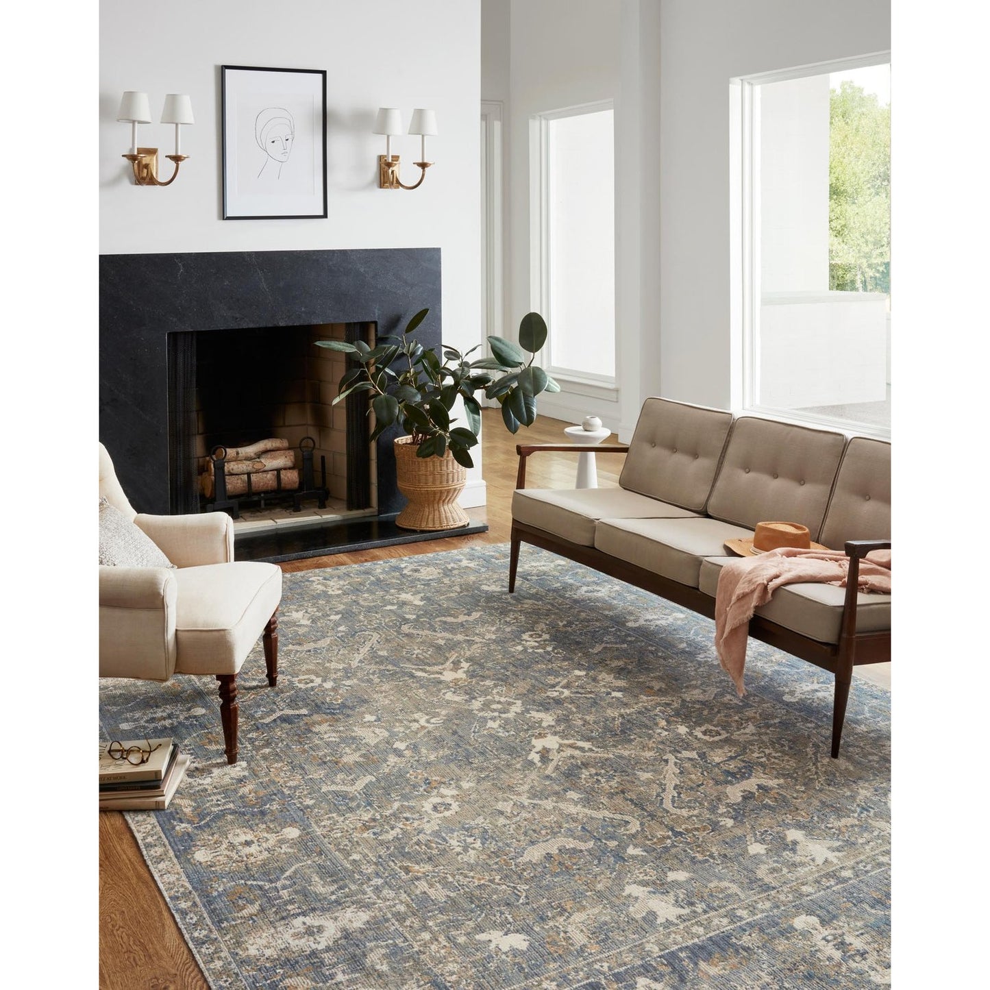 Chris Loves Julia Rosemarie Sand/Lagoon Rug - Chapin Furniture