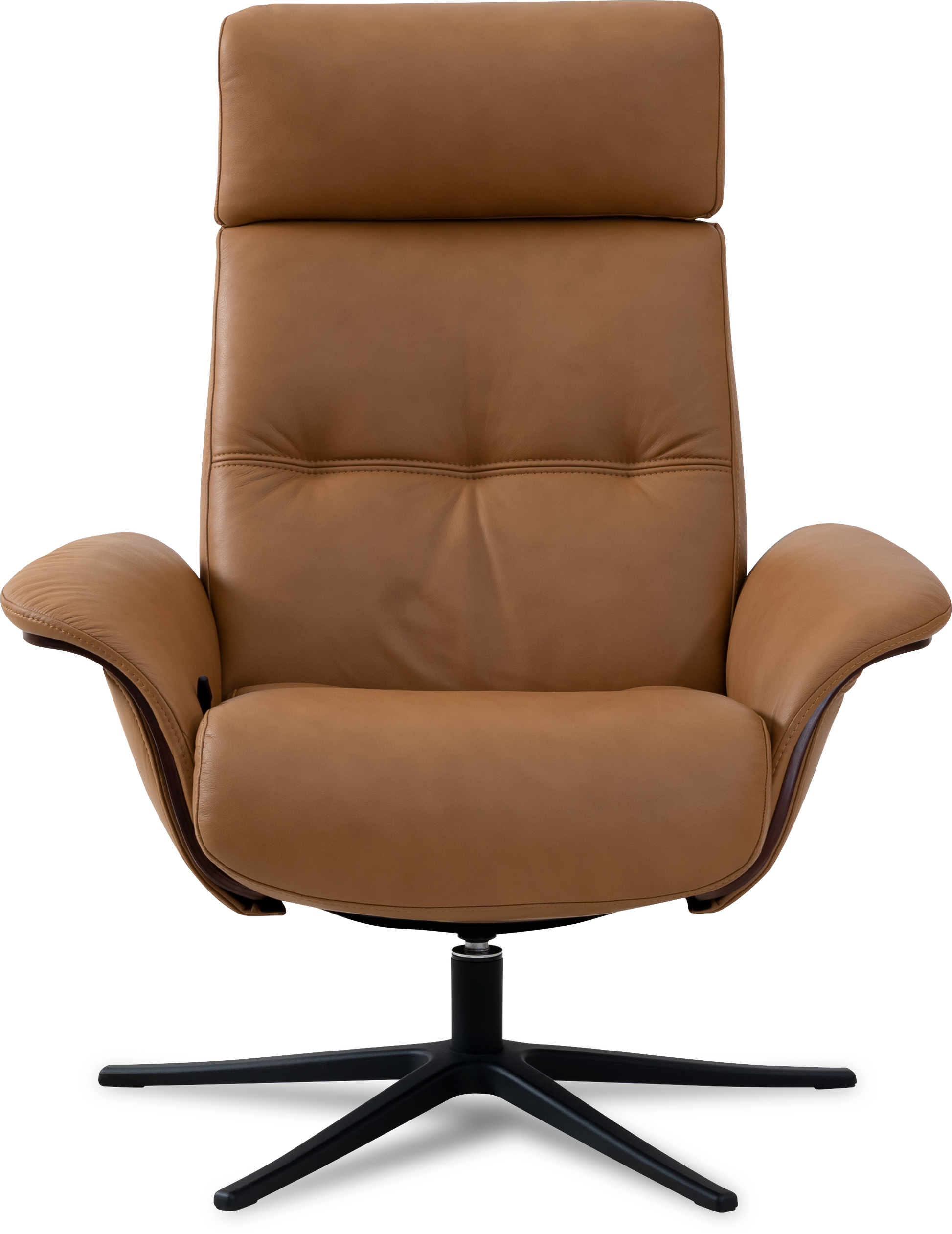 Space 5100 Chair and Ottoman- Tuxedo Leather/Walnut Trim/Classic Polished Base - Chapin Furniture