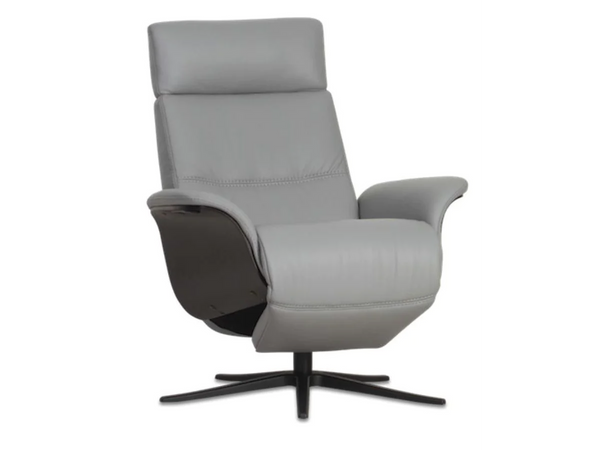 Space 5100 Power Recliner- Storm Leather/Ash Trim/Black Base - Chapin Furniture