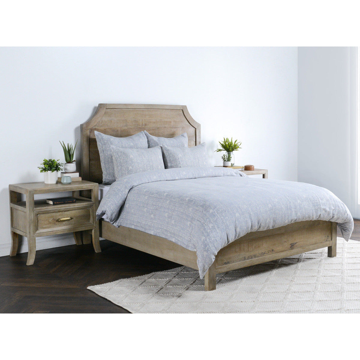 French Herringbone Storm 3 Piece Duvet Set - Chapin Furniture