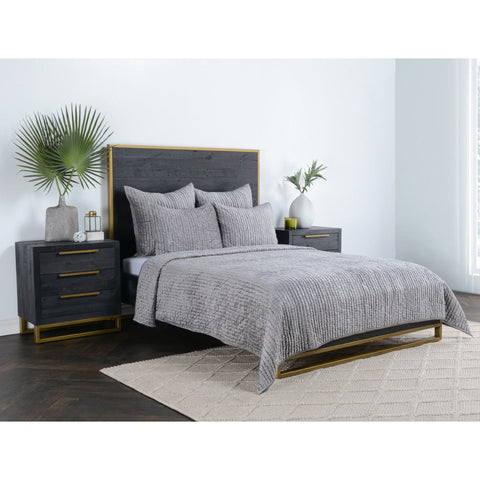 Bari Velvet Gray Quilt Set - Chapin Furniture