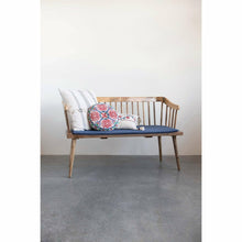 Mango Wood Bench w/ Printed Fabric Cushion, Blue w/ White Dots - Chapin Furniture