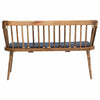 Mango Wood Bench w/ Printed Fabric Cushion, Blue w/ White Dots - Chapin Furniture