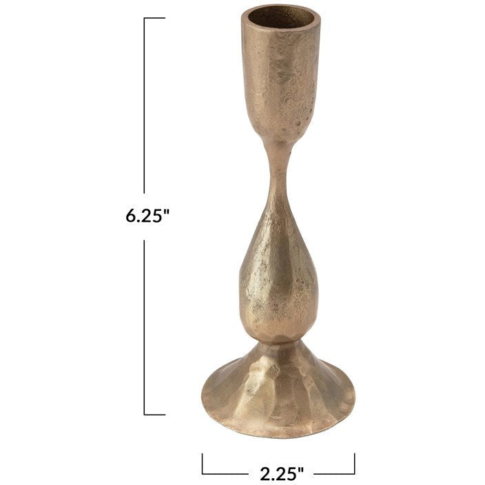 Hand-Forged Metal Taper Holder, Antique Brass Finish - Chapin Furniture