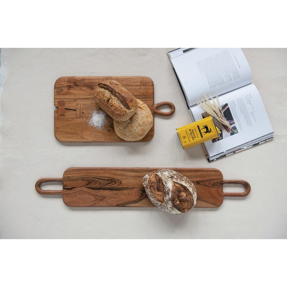Acacia Wood Cheese/Cutting Board with Handles - Chapin Furniture