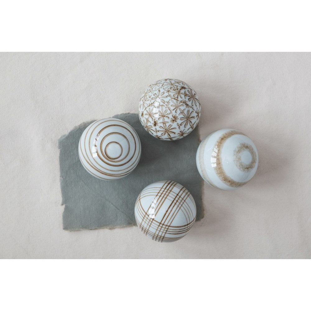 Hand-Painted Stoneware Orb- Set of 4 - Chapin Furniture