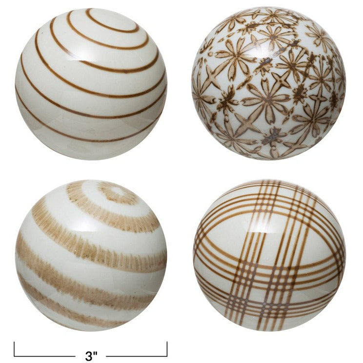 Hand-Painted Stoneware Orb- Set of 4 - Chapin Furniture