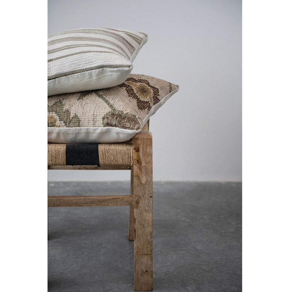 Woven Jute, Wool & Cotton Kilim Pillow with Cotton Back, Multi Color - Chapin Furniture