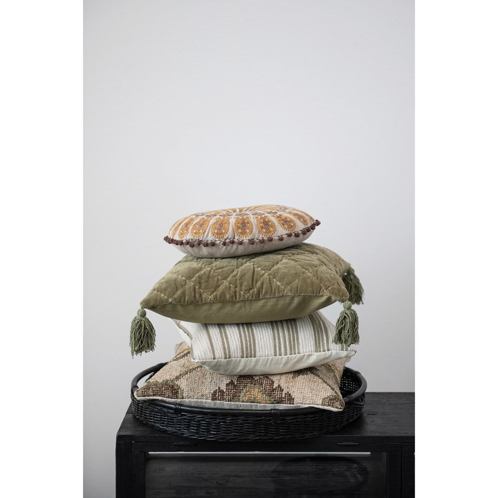 Woven Jute, Wool & Cotton Kilim Pillow with Cotton Back, Multi Color - Chapin Furniture