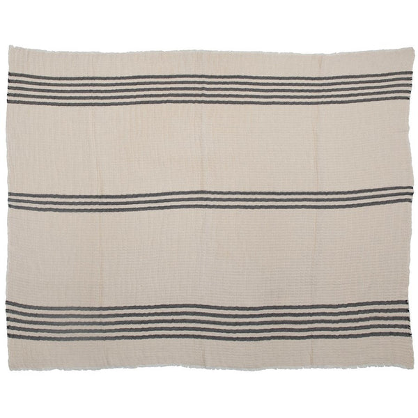 Stitched Throw with Stripes & Frayed Edges - Chapin Furniture