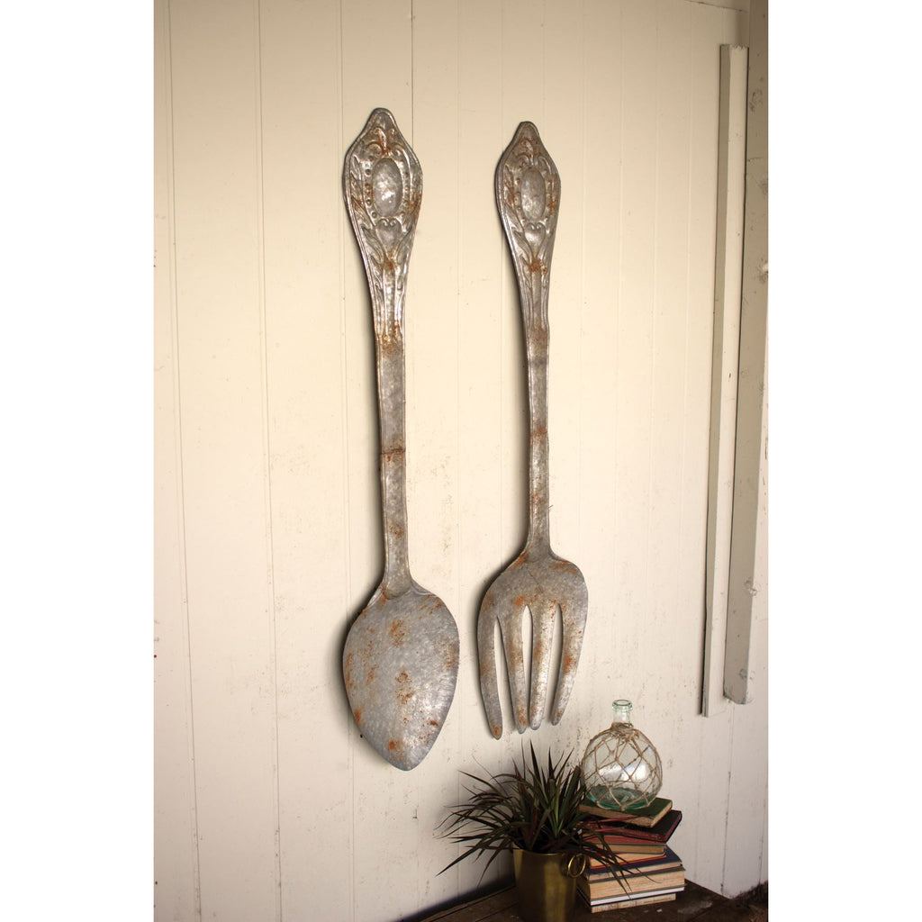 Set of 2 Large Metal Fork and Spoon Wall Decor - Chapin Furniture