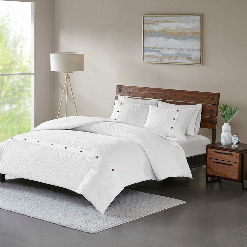 Finley 3 Piece Cotton Waffle Weave Duvet Cover Set - Chapin Furniture