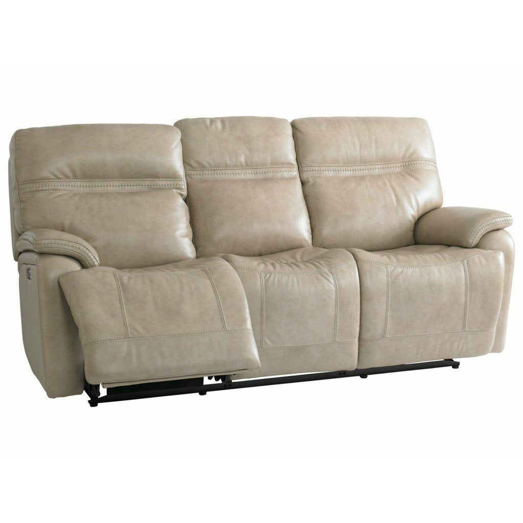 Bassett Club Level Grant Power Leather Motion Sofa in Wheat Leather - Chapin Furniture