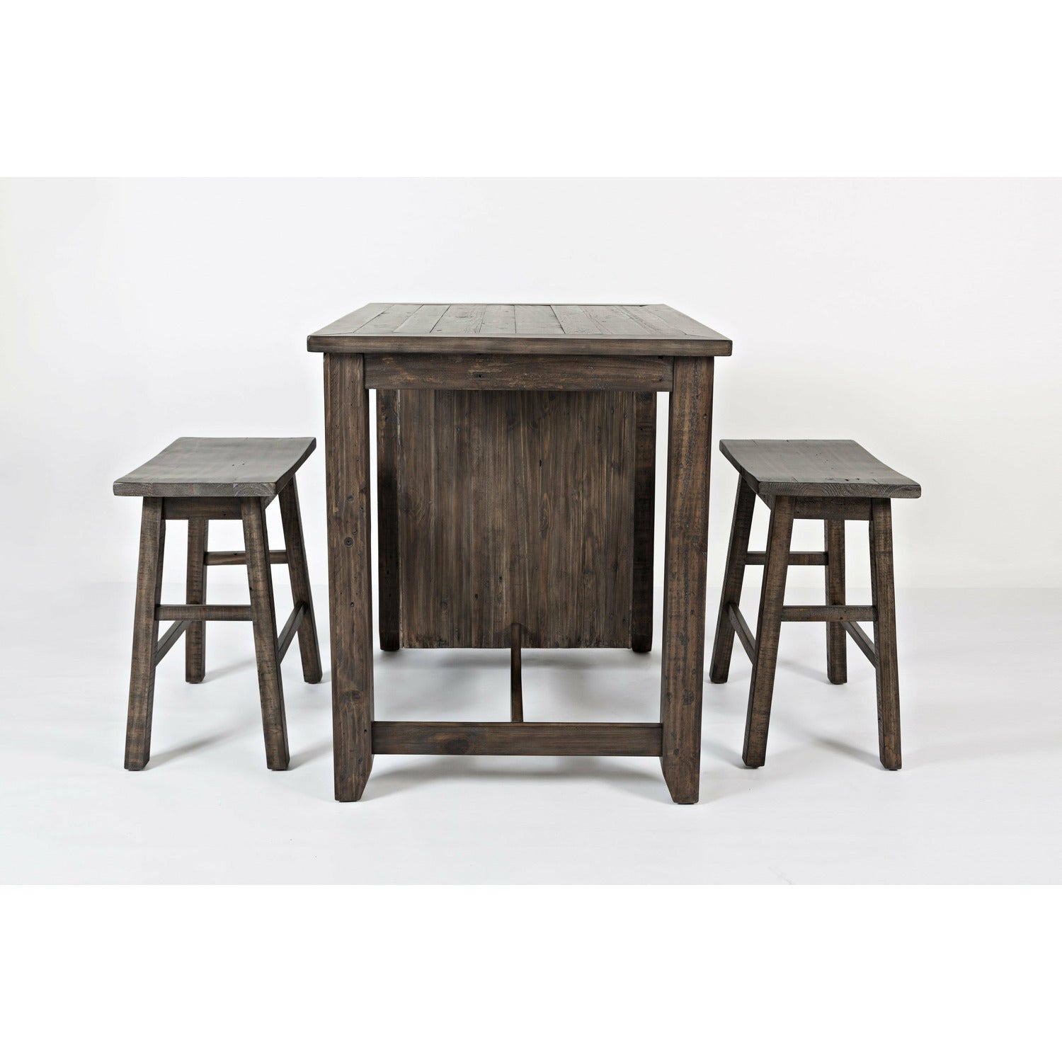 Madison County 3PC Counter Height dining With Shelves With 2 Saddle Stools- Multiple Color Options - Chapin Furniture
