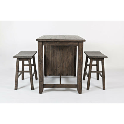 Madison County 3PC Counter Height dining With Shelves With 2 Saddle Stools- Multiple Color Options - Chapin Furniture