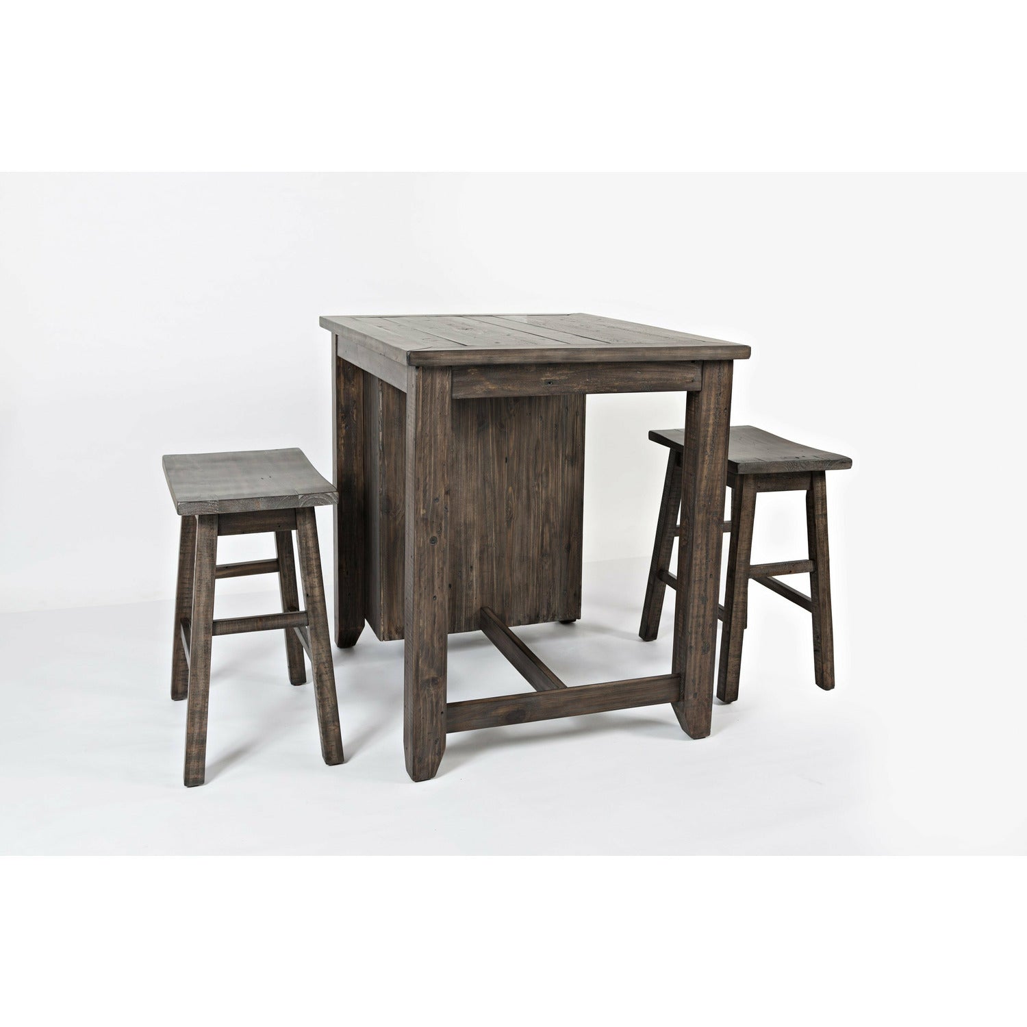 Madison County 3PC Counter Height dining With Shelves With 2 Saddle Stools- Multiple Color Options - Chapin Furniture
