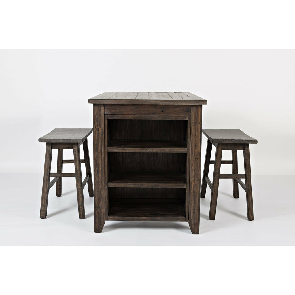 Madison County 3PC Counter Height dining With Shelves With 2 Saddle Stools- Multiple Color Options - Chapin Furniture