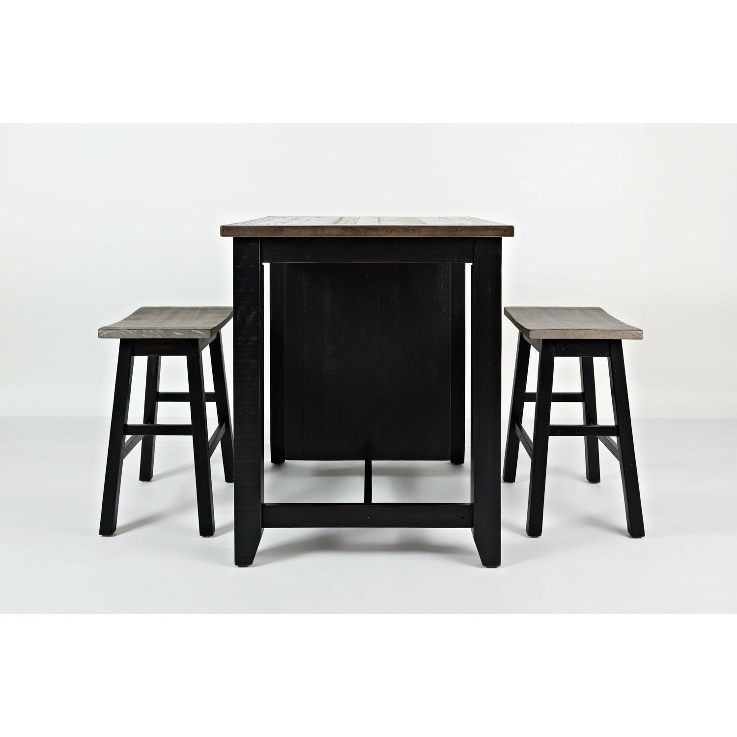 Madison County 3PC Counter Height dining With Shelves With 2 Saddle Stools- Multiple Color Options - Chapin Furniture