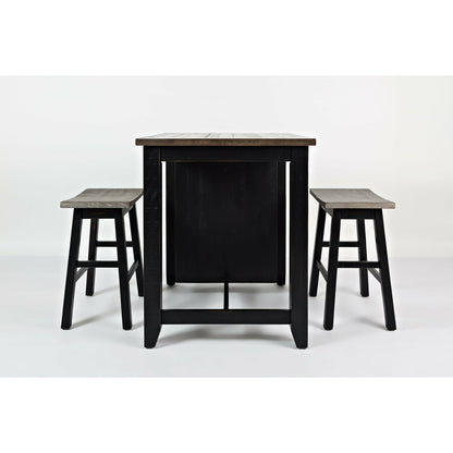 Madison County 3PC Counter Height dining With Shelves With 2 Saddle Stools- Multiple Color Options - Chapin Furniture