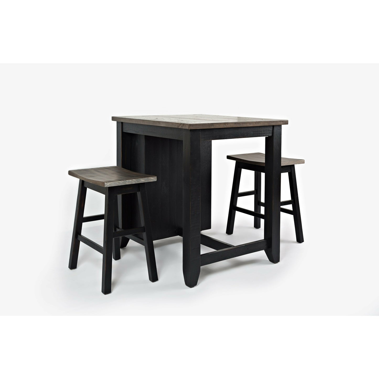 Madison County 3PC Counter Height dining With Shelves With 2 Saddle Stools- Multiple Color Options - Chapin Furniture
